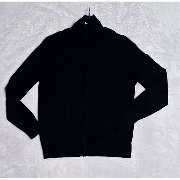 Neiman Marcus Cashmere Collection Sweater Women's Black Small full zipper pocket - Picture 1 of 4